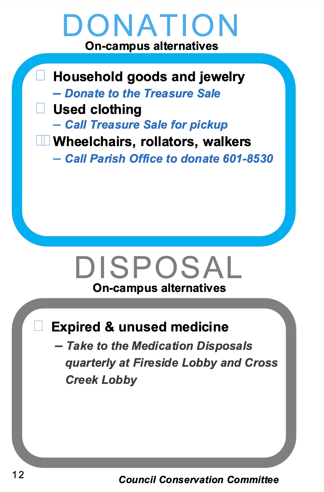 Donation and Disposal, page 12