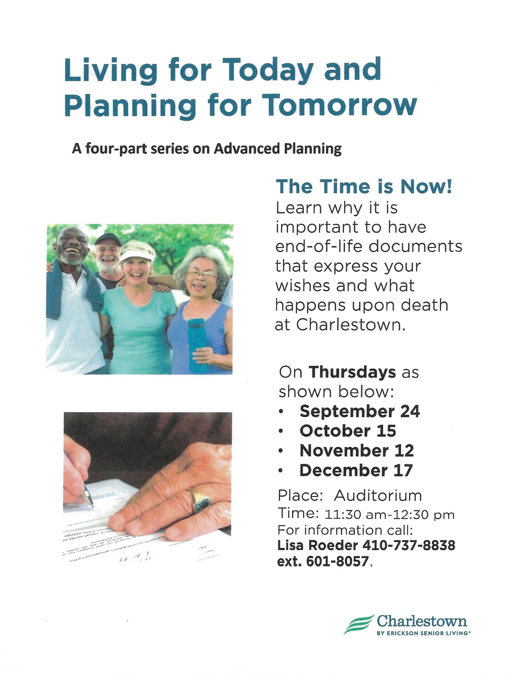 Living for Today and Planning for Tomorrow series