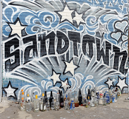 Street art (graffiti) of the word Sandtown