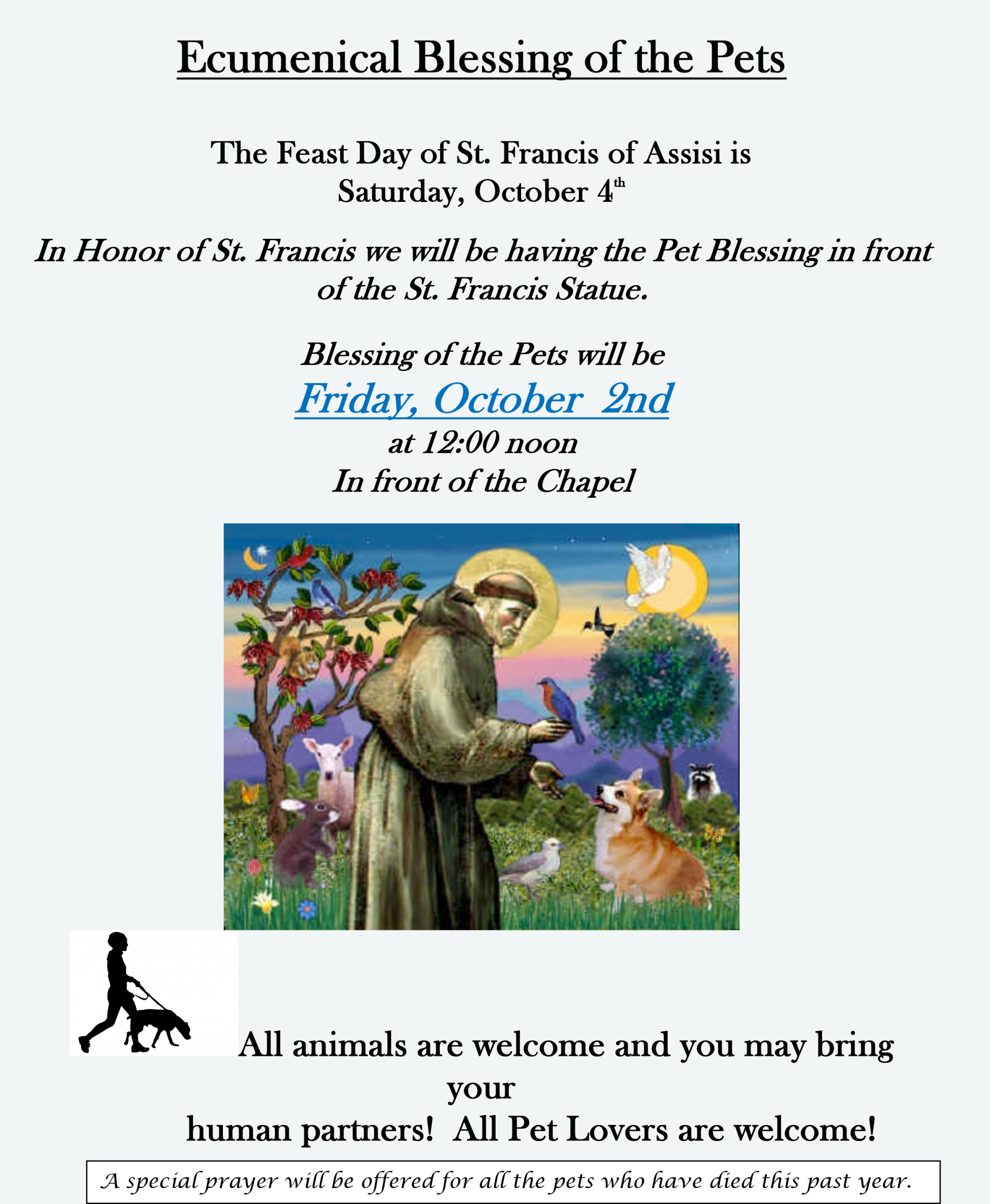 Blessing of the Animals Oct 2 2026