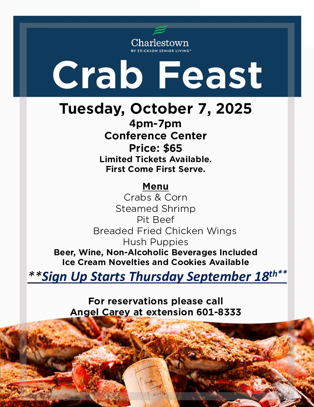 Crab Feast Announcement Sign 10.7.25