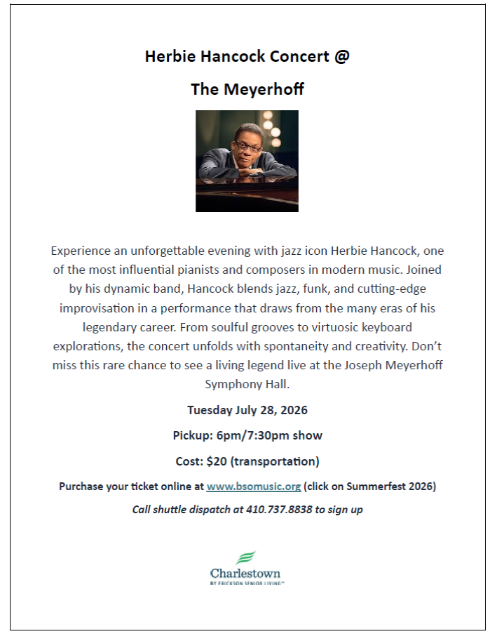 Herbie Hancock Concert July 28 at the Meyerhoff