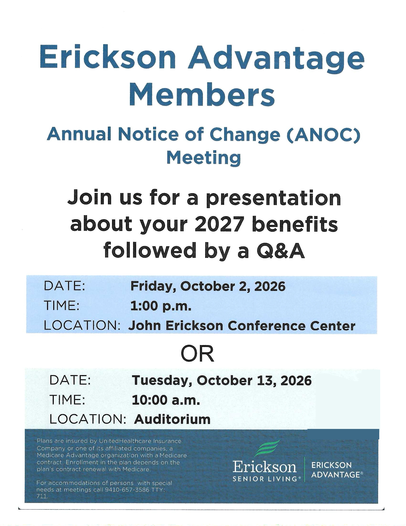 Erickson Advantage ANOC Meeting