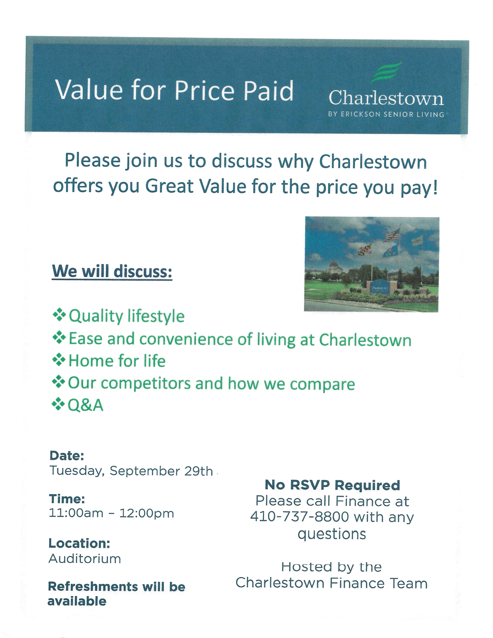 Value for Price Paid, Sept 29